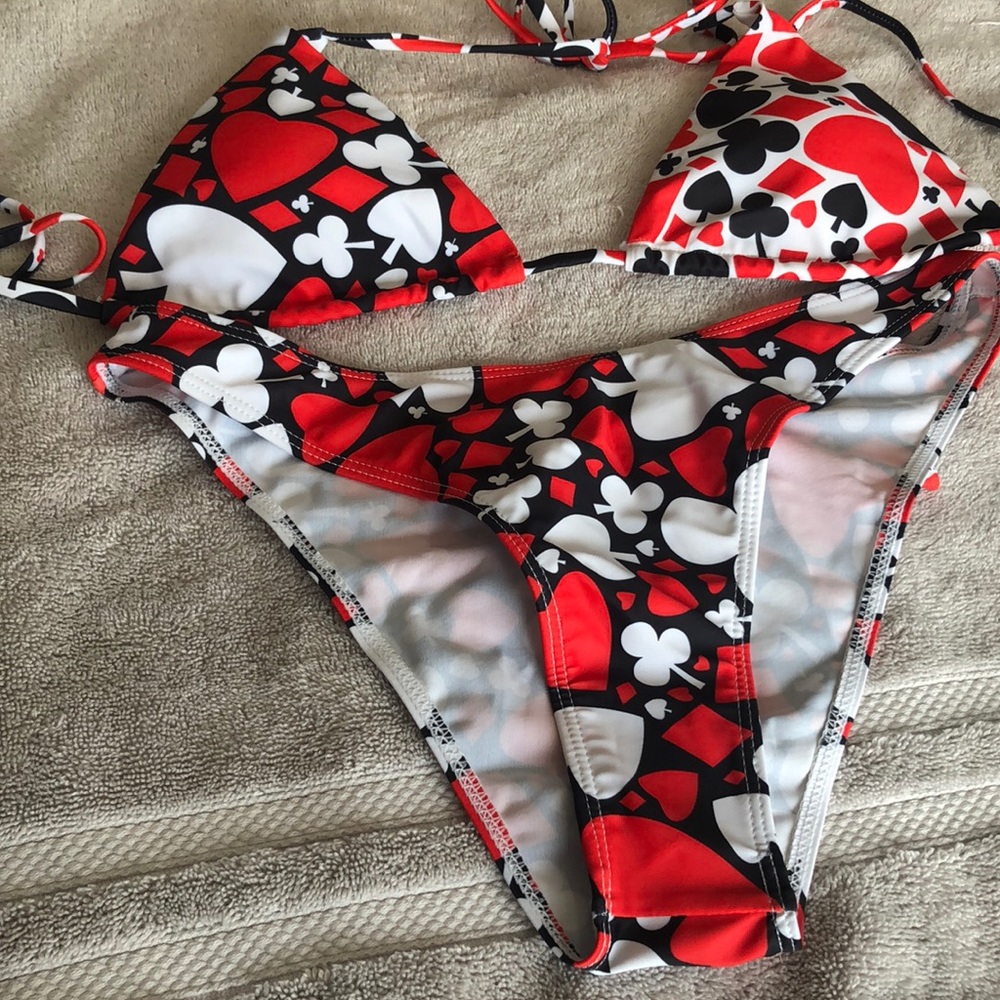 Shein black, white and red bikini.